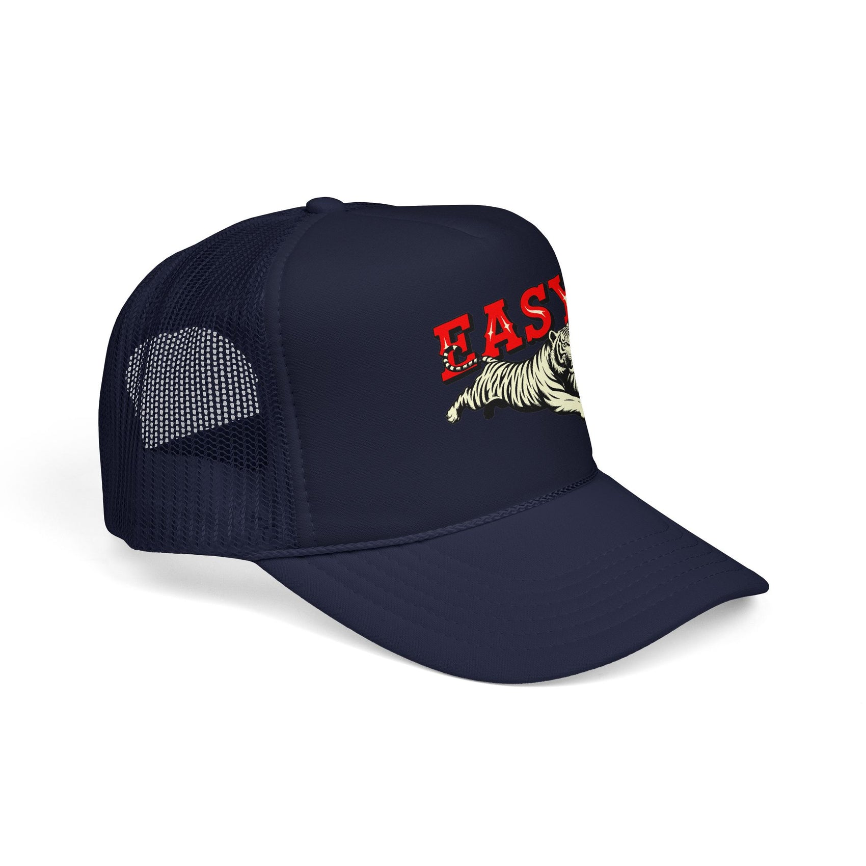 Easy Tiger Trucker Hat For Men White Animal Cap Gift For  Mom Tiger Lover Retro Sport Hat Casual Summer Outfit Cap for Sister