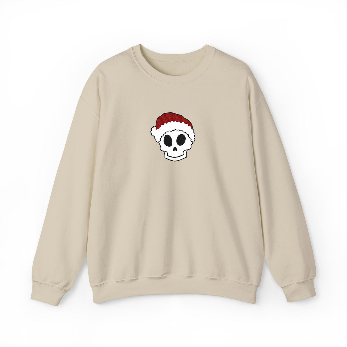Embroidered Skull Christmas Sweatshirt For Her Goth Holiday Crewneck Gift For Best Friend Alt Winter Pullover For Him Spooky Santa Top Teen