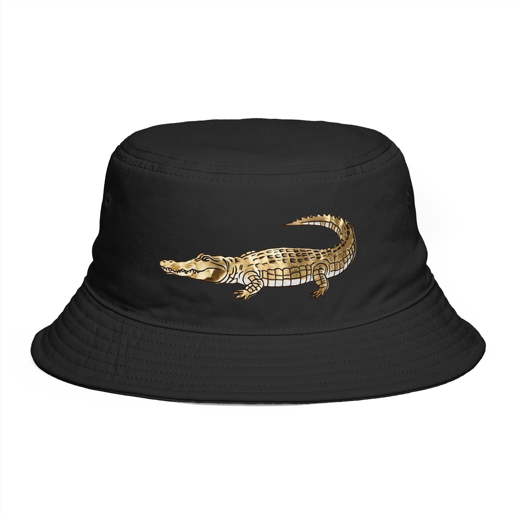 Black Crocodile Bucket Hat Embroidered Animal Safari Cap Trendy Streetwear Fisherman Hat Gift for Him Outdoor Summer Style South Africa Gift