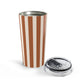 Striped Tumbler Gift For Coffee Lover Brown Travel Cup Office Drinkware Present Retro Mug Commuter Essential Neutral Kitchen Style Cup Her