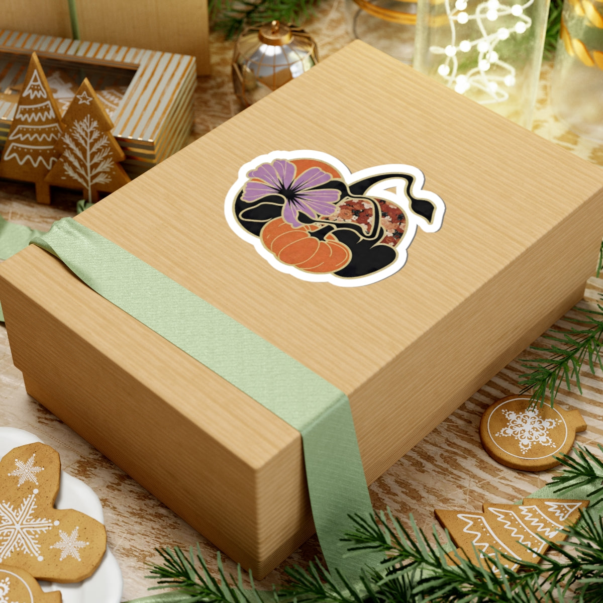 Floral Pumpkin Sticker Witch Hat Decal For Halloween Party Cute Halloween Decal Spooky Autumn Laptop Sticker Cottagecore Fall Aesthetic Gift
