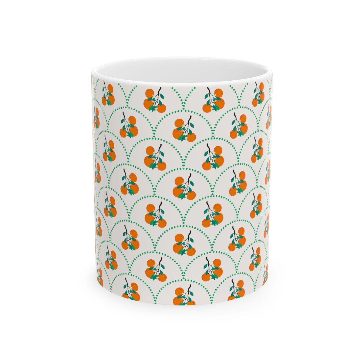 Citrus Ceramic Mug Orange Green Scallop Coffee Tea Cup Dishwasher Microwave Safe Kitchen Breakfast Gift Summer Morning Fun Drinkware For Her