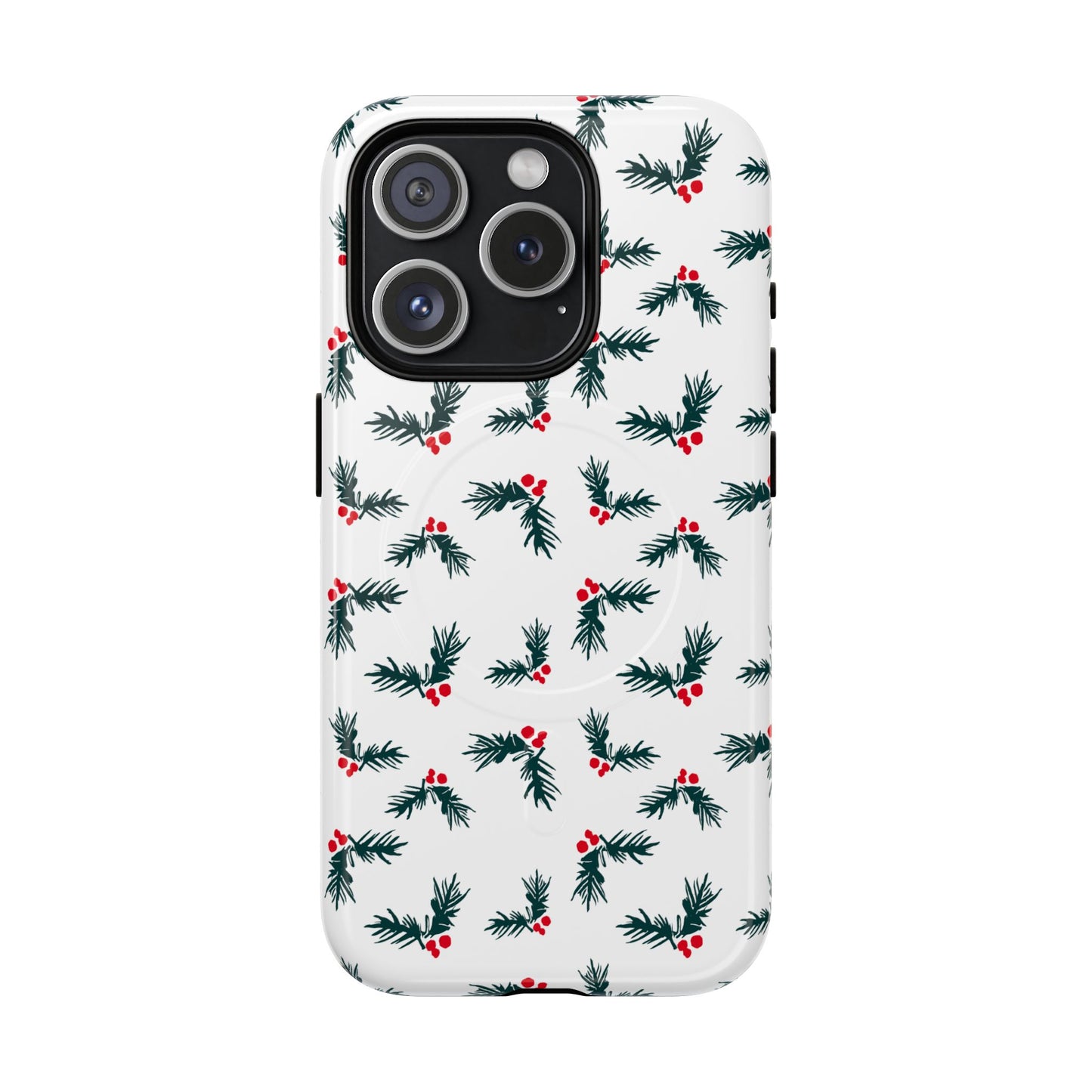 Holly Christmas Phone Case Gift For Sister Magnetic iPhone Cover Holiday Evergreen Pattern Tough Protective Accessory Winter Style Charm