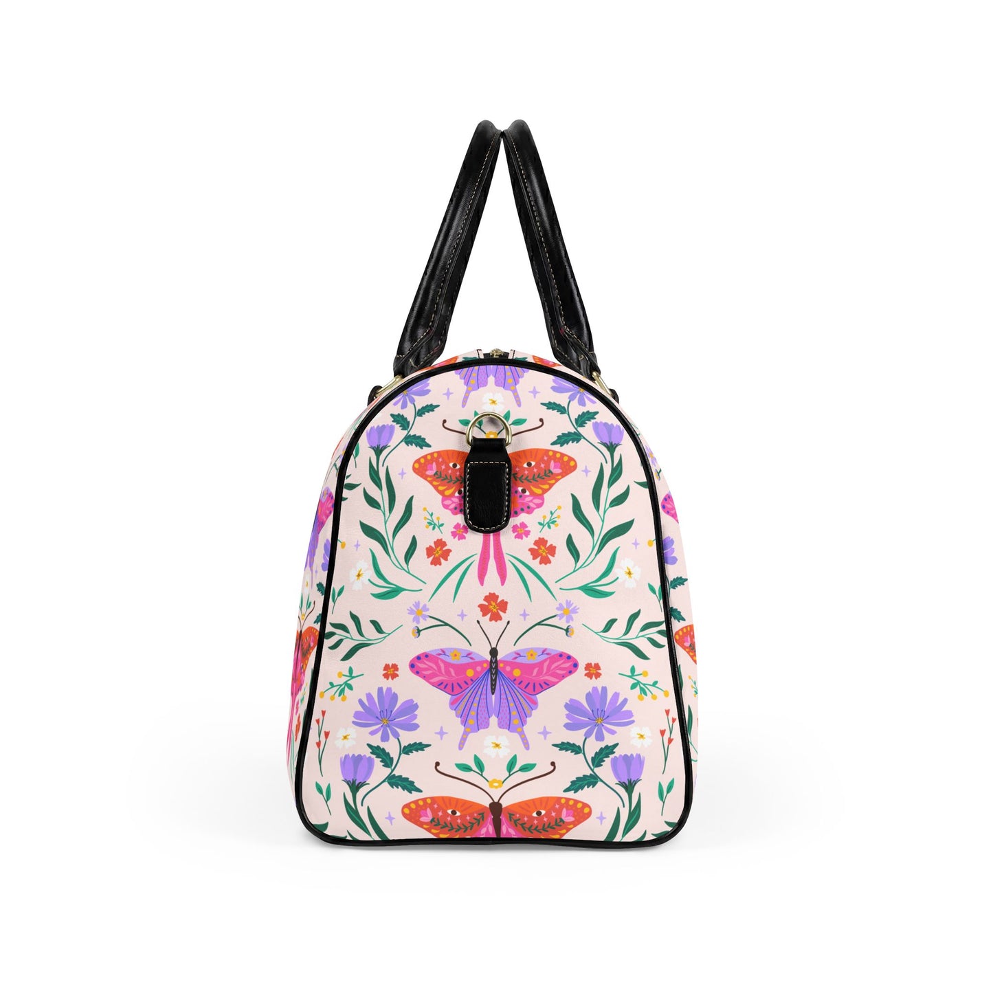 Butterfly Travel Bag Weekend Getaway Gift Floral Duffel Summer Vacation Carryall Overnight Luggage Garden Lover Present Womens Accessory