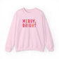Merry & Bright Embroidered Christmas Sweatshirt For Women Cozy Holiday Crewneck Sister Cute Festive Pullover Winter Gift Christmas Outfit