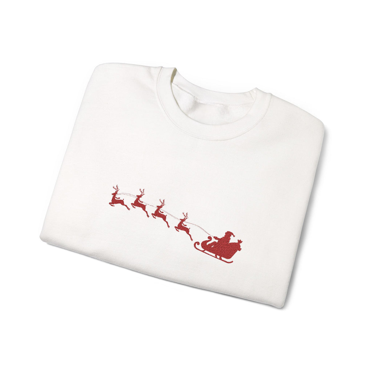 Minimalist Embroidered Christmas Sweatshirt For Woman Top Cozy Santa Sleigh Crewneck Holiday Pullover Winter Gift For Her Christmas Gift