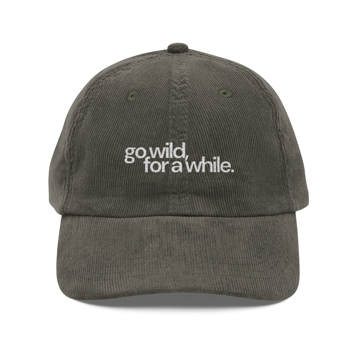 Embroidered Travel Cap Gift For Traveler Olive Corduroy Hat Outdoor Embroidery Baseball Gift For Nature Lover Vintage Hat Retro Baseball Hat