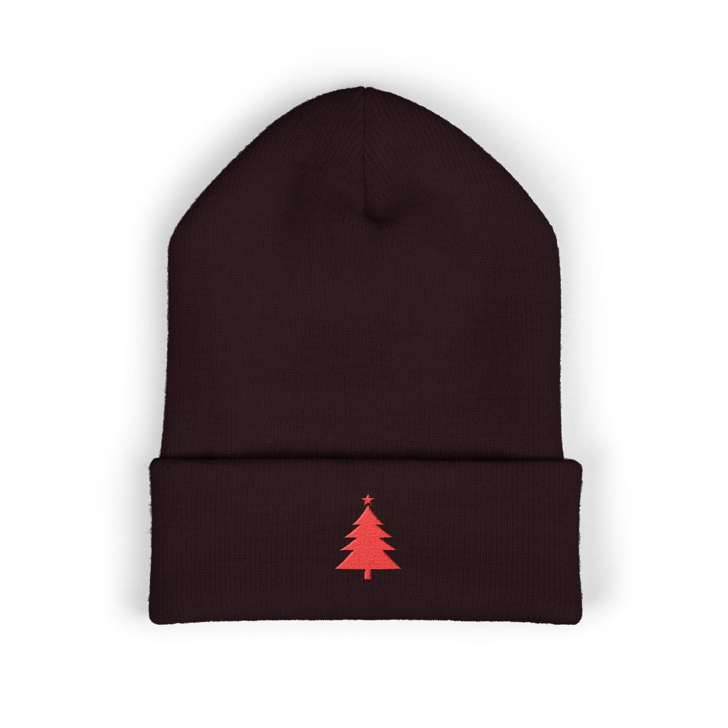 Embroidered Christmas Tree Beanie Minimalist Winter Hat Embroidered Holiday Knit Cap Cozy Cold Weather Gift Unisex Festive Headwear Xmas