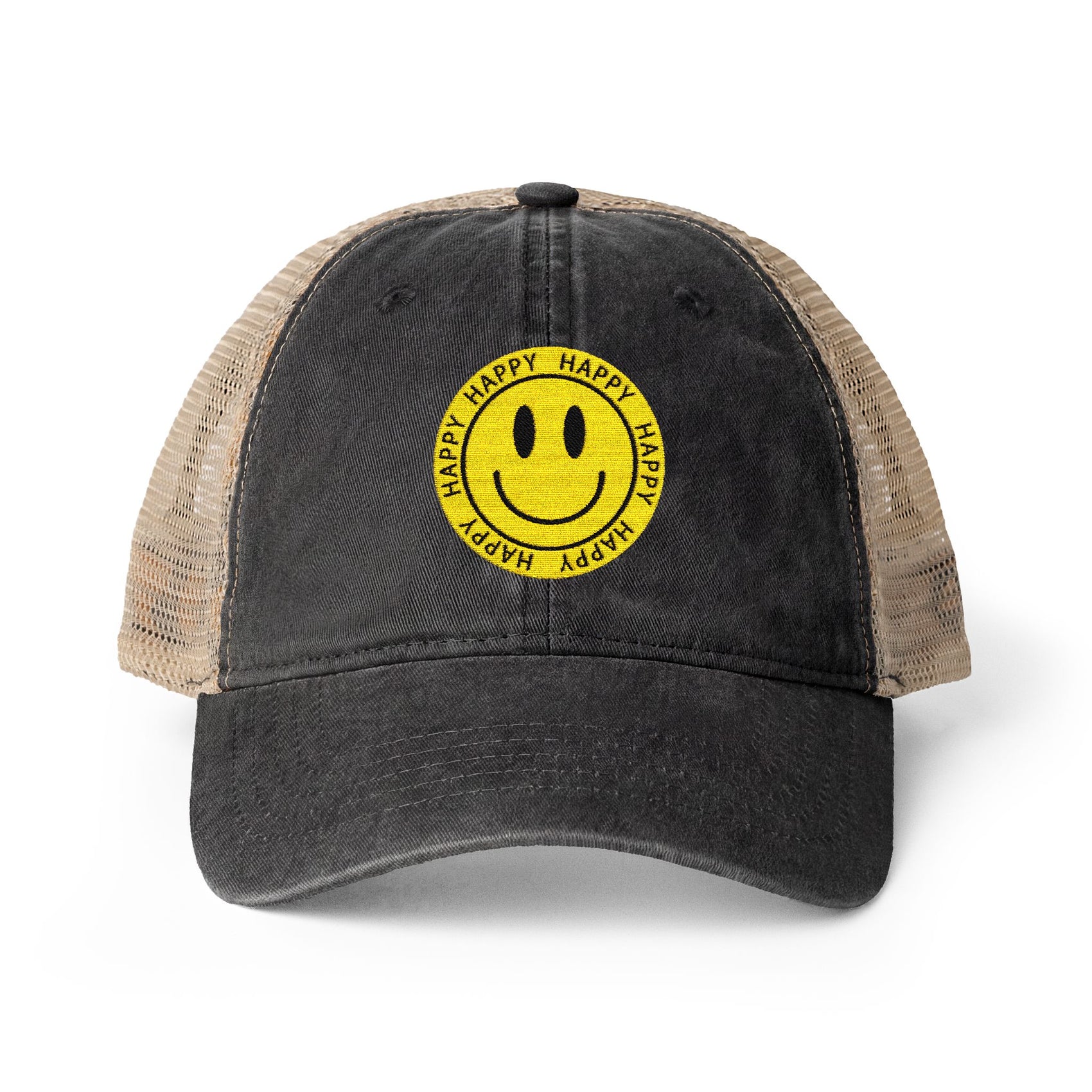 Smiley Face Trucker Hat Happy Cap Aesthetic Hat Cute Summer Hat Mesh Back Cap Gift for Her Trendy Casual Cap Smile Hat