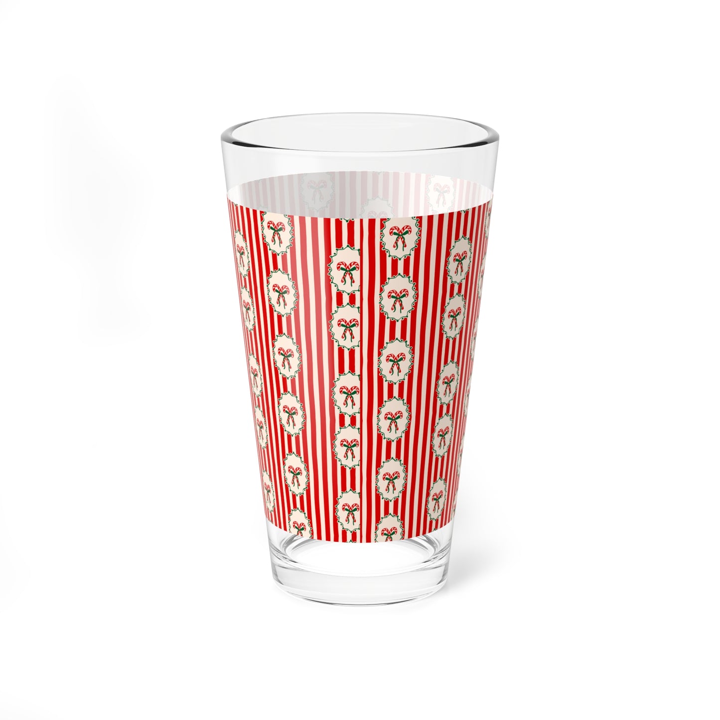 Vintage Wreath Mixing Glass Gift For Couple Candy Cane Stripe Barware Christmas Cocktail Present Holiday Hostess Drink Cup Festive Style