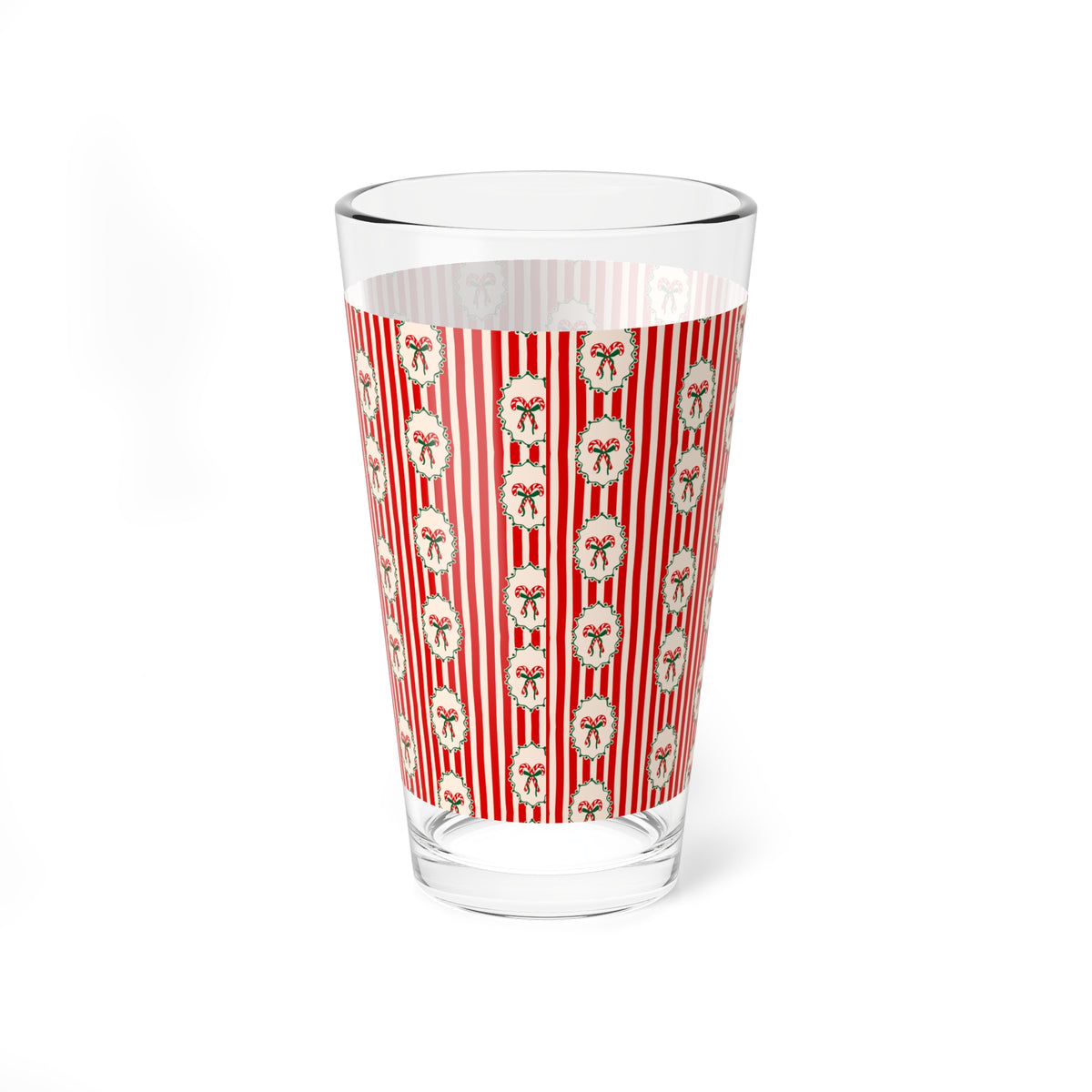 Vintage Wreath Mixing Glass Gift For Couple Candy Cane Stripe Barware Christmas Cocktail Present Holiday Hostess Drink Cup Festive Style