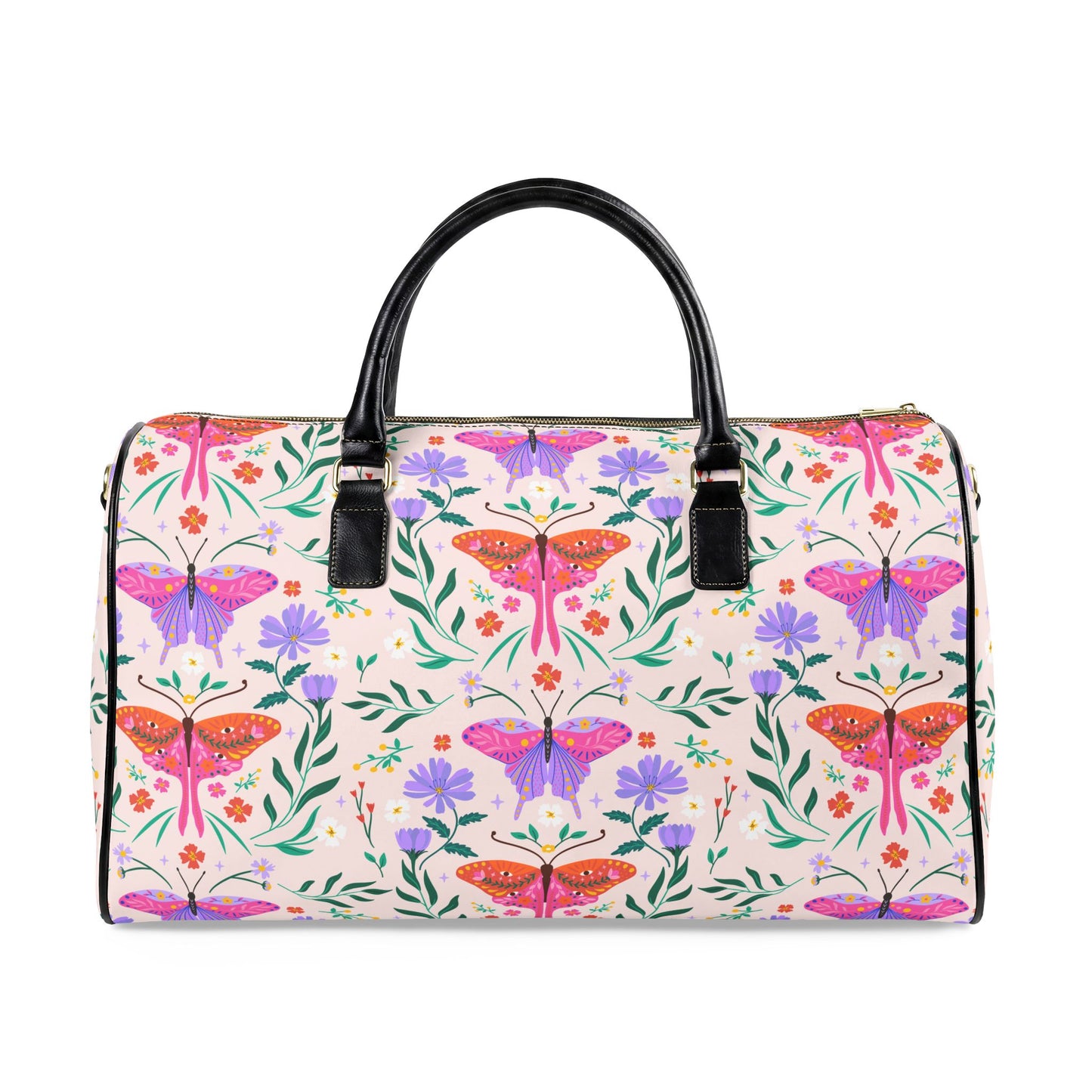 Butterfly Travel Bag Weekend Getaway Gift Floral Duffel Summer Vacation Carryall Overnight Luggage Garden Lover Present Womens Accessory