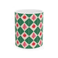 Pattern Christmas Mug Gift For Mom Vintage Harlequin Coffee Cup Present For Sister Retro Ceramic Holiday Drinkware