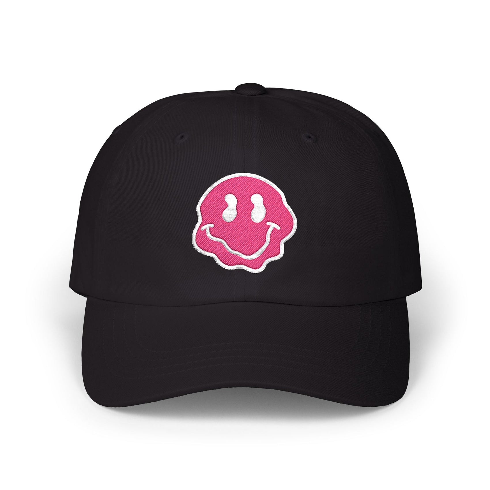Embroidered Smiley Face Hat Gift For Her Emoji Cap Pink Drip Smile Cap Streetwear Aesthetic Dad Hat Y2K Style Casual Outfit Trendy Graphic