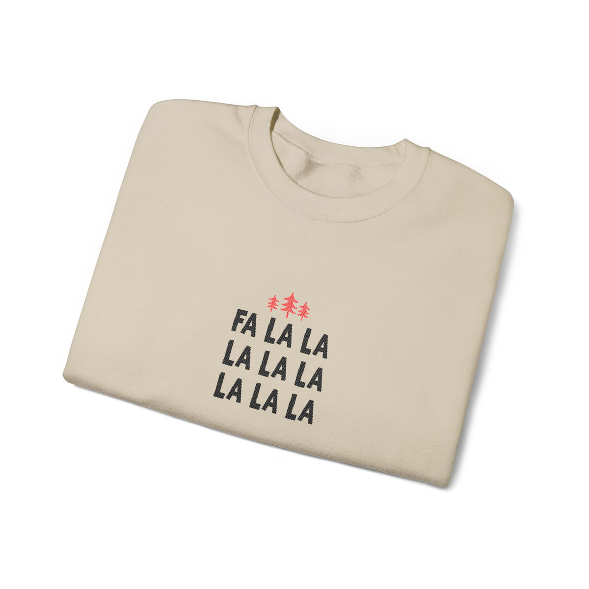 Embroidered Fa La La Sweatshirt Minimalist Holiday Pullover Cozy Neutral Crewneck Aesthetic Christmas Top Hygge Mom Apparel Subtle Festive