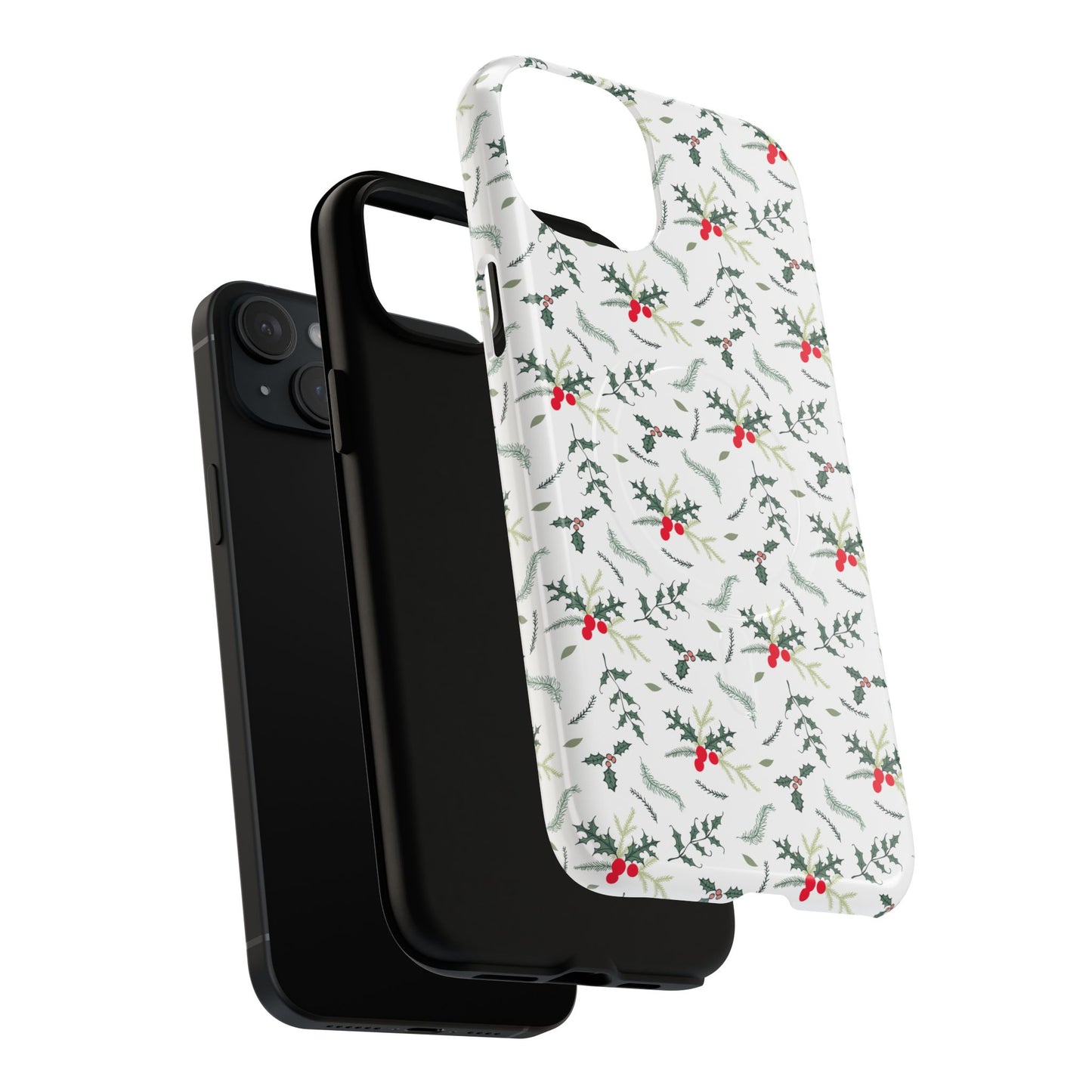 Holly Berry Christmas Phone Case Gift For Sister Magnetic iPhone Cover Winter Botanical Pattern Tough Protective Accessory For Her Style