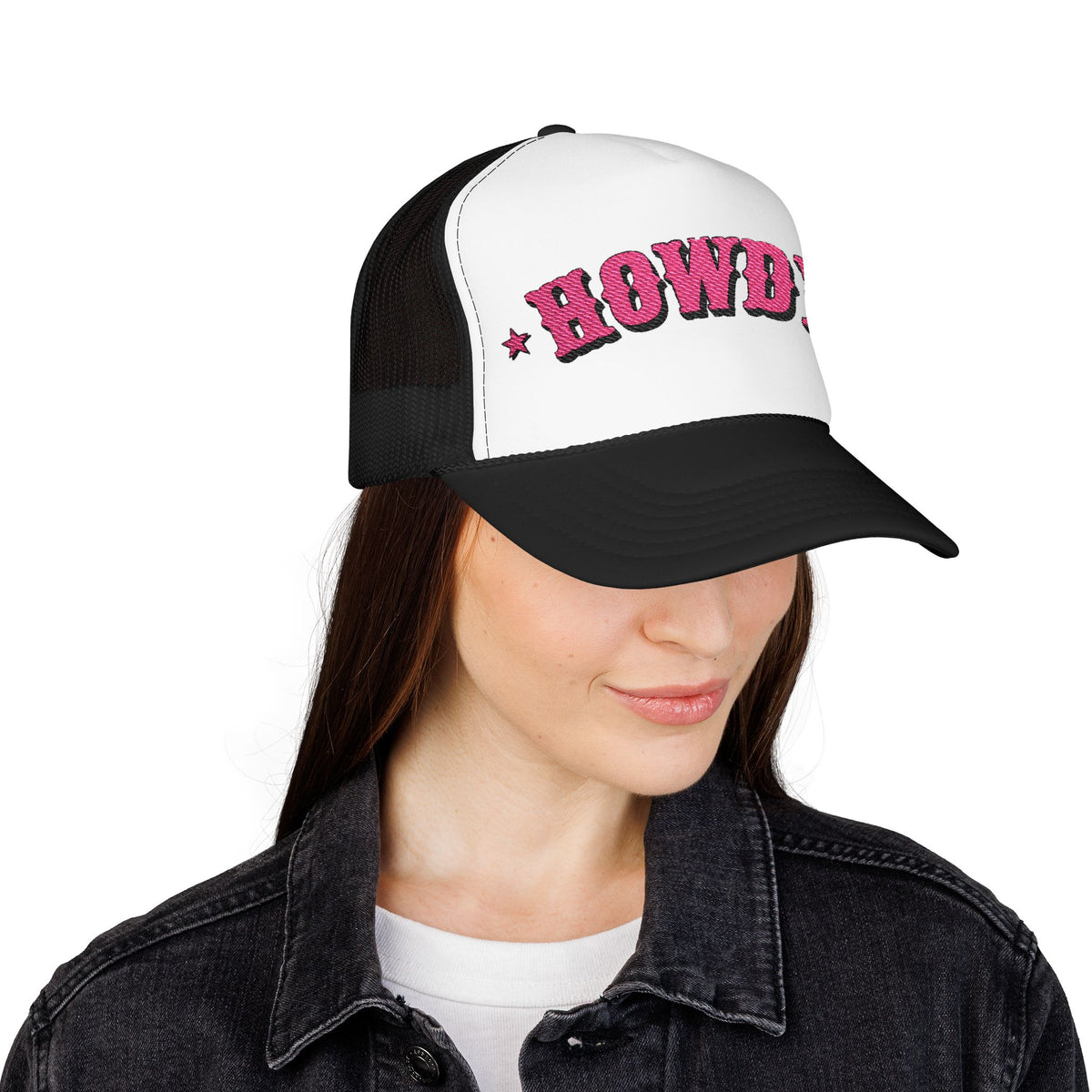 Embroidered Cowgirl Hat Howdy Trucker Hat Gift For Her Pink Western Foam Cap Gift For Cowgirl Friend Hat For Beach Goers Gift For Summer Hat