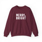 Merry Bright Christmas Sweatshirt Gift For Mom Holiday Crewneck Present For Sister Festive Typography Pullover Cozy Winter Outfit Top Style