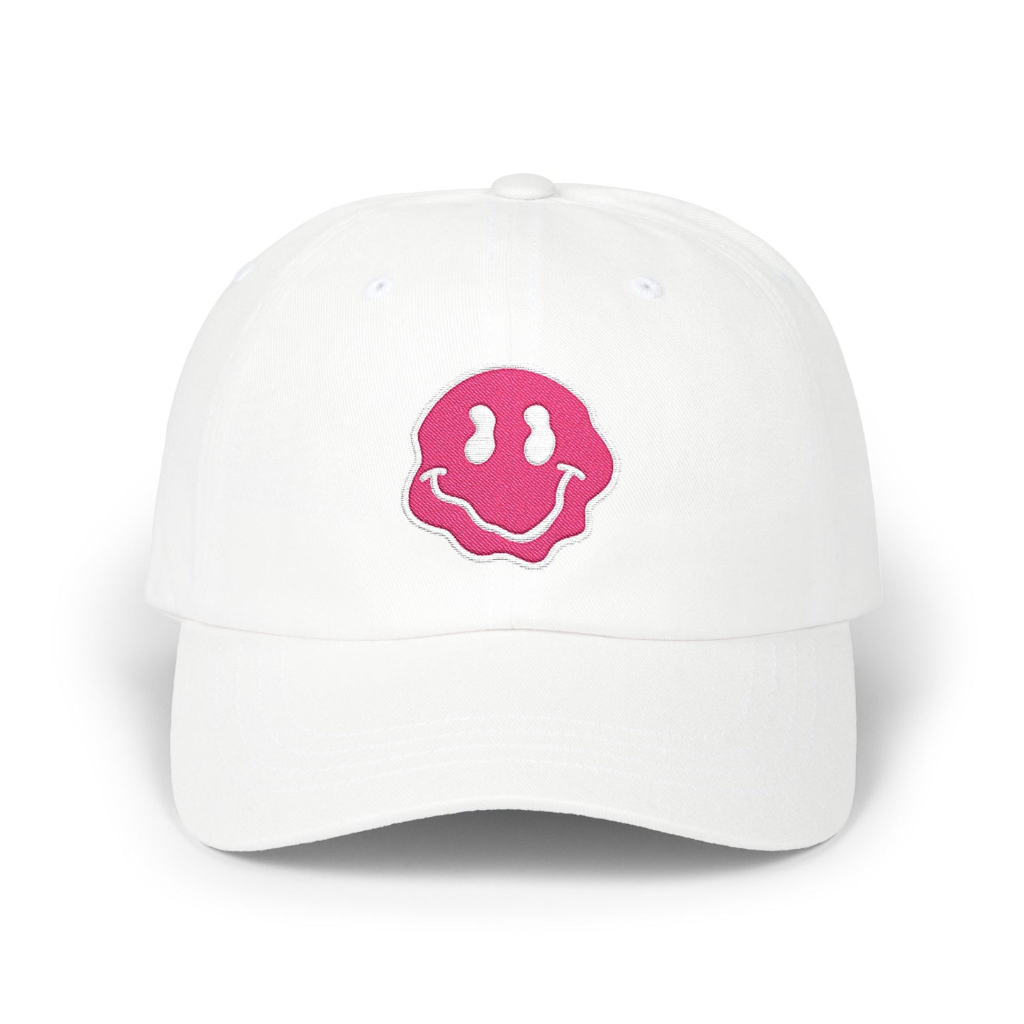 Embroidered Smiley Face Hat Gift For Her Emoji Cap Pink Drip Smile Cap Streetwear Aesthetic Dad Hat Y2K Style Casual Outfit Trendy Graphic