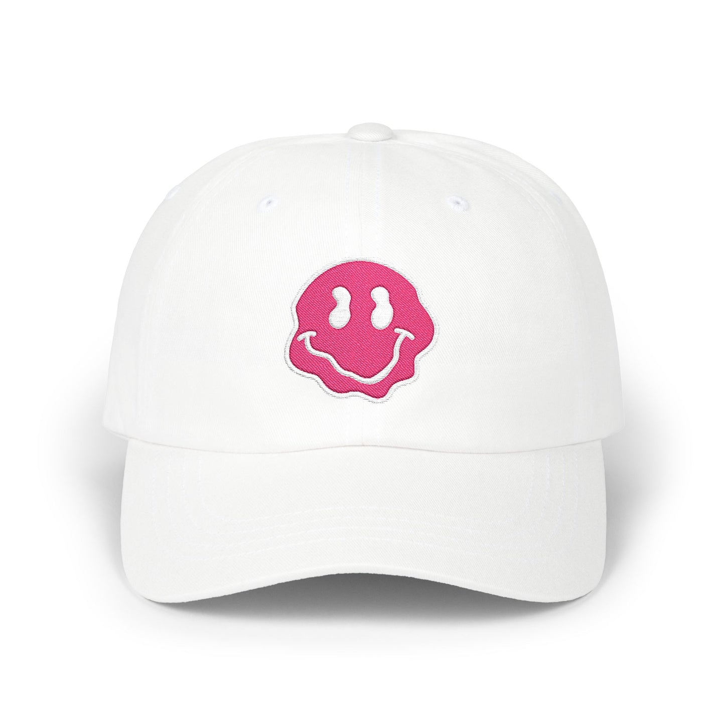Embroidered Smiley Face Hat Gift For Her Emoji Cap Pink Drip Smile Cap Streetwear Aesthetic Dad Hat Y2K Style Casual Outfit Trendy Graphic