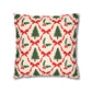 Christmas Tree Pillowcase Gift For Mom Holiday Cushion Cover Present For Sister Red Bow Faux Suede Winter Home Decor Cozy Sofa Accent Style