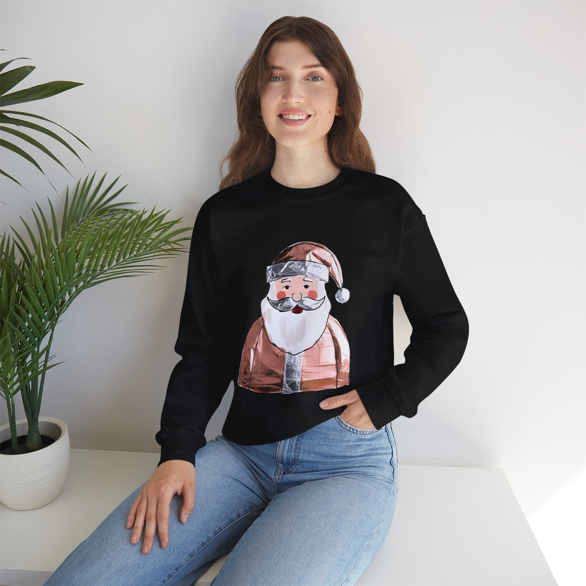 Blush Santa Sweatshirt For Cozy Holiday Style Cute Pink Christmas Pullover Whimsical Winter Crewneck Gift For Her Festive Fashion