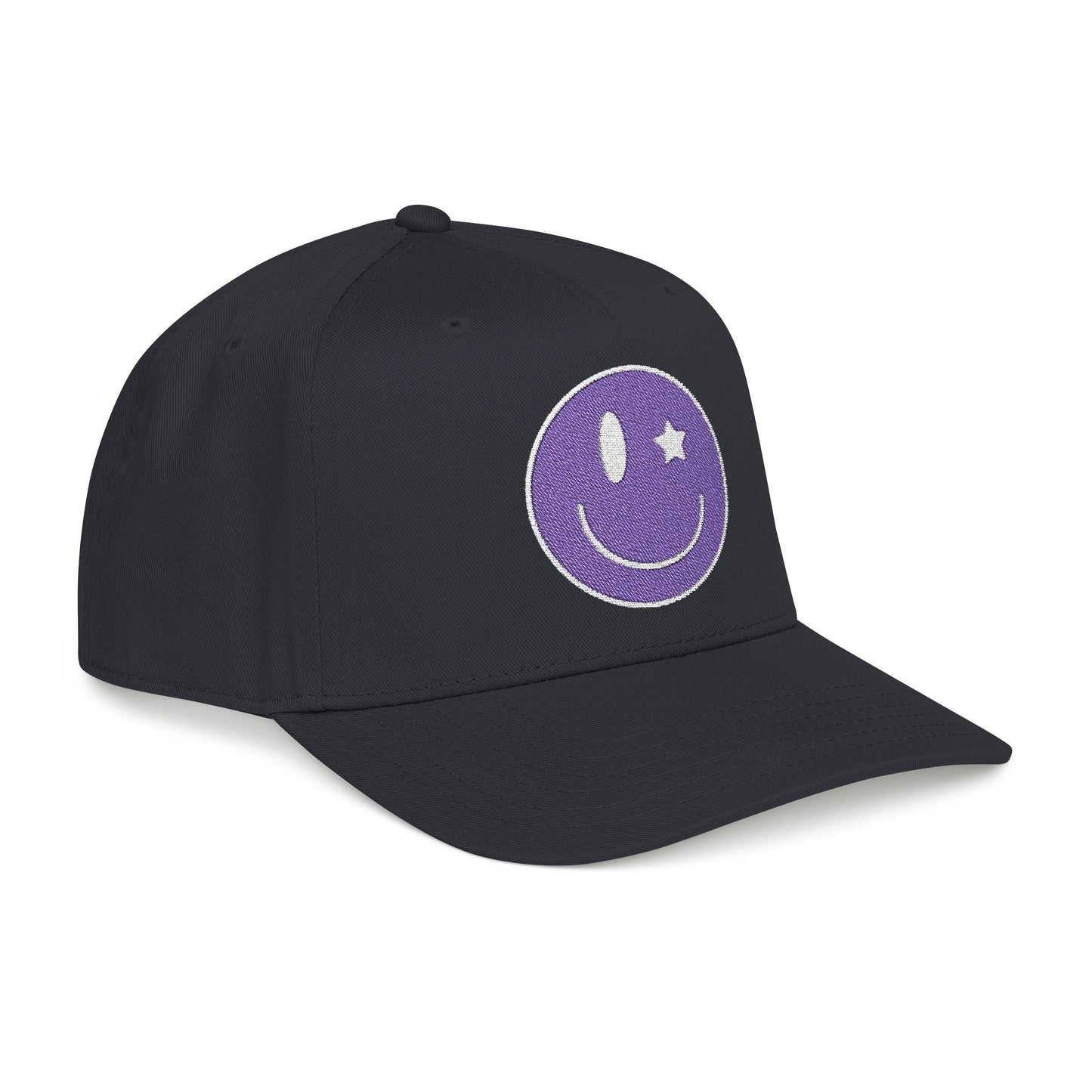 Purple Smiley Face Cap For Summer Embroidered Hat Cute Y2K Aesthetic Baseball Cap Retro Streetwear Snapback Gift for Teens Girl Gift Idea