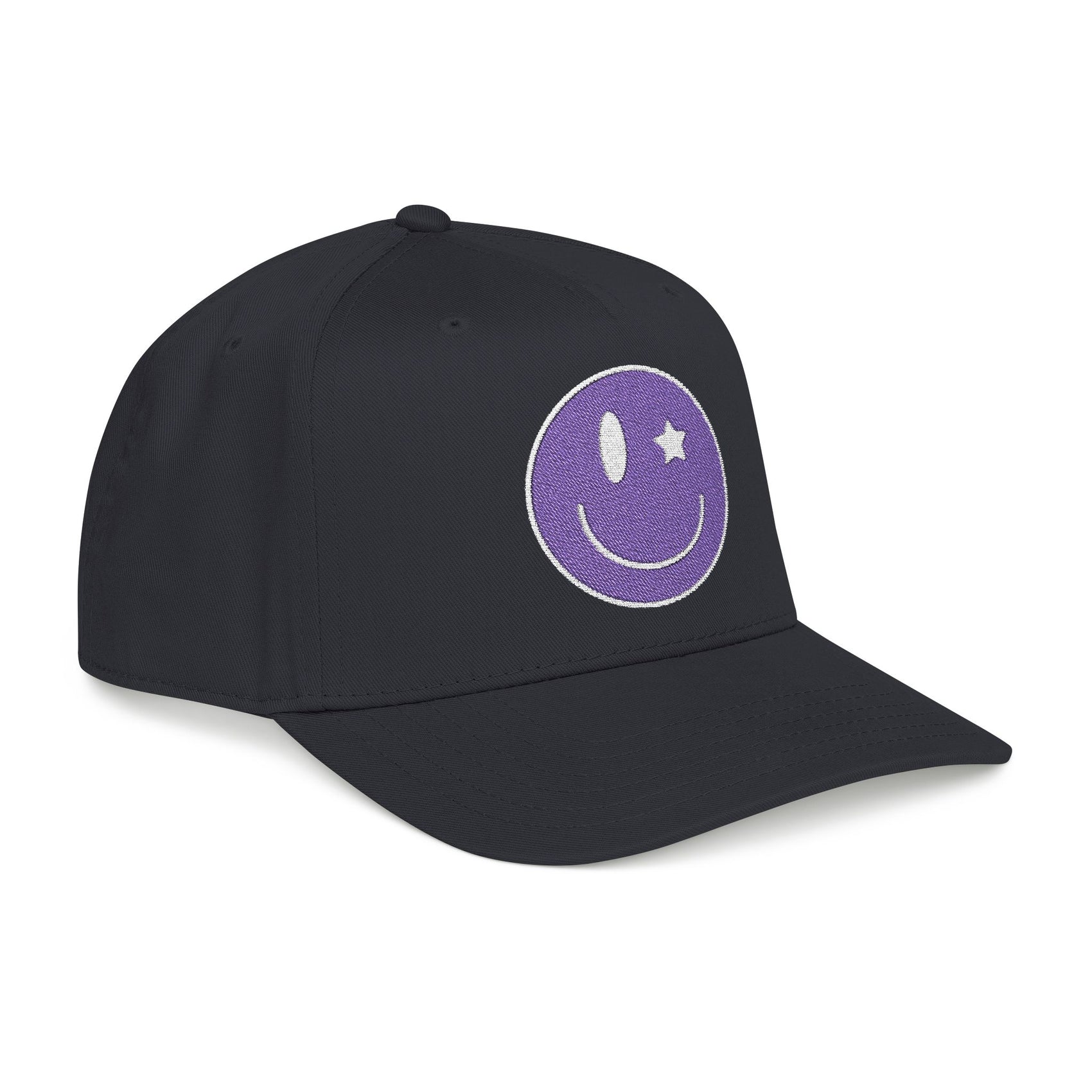 Purple Smiley Face Cap For Summer Embroidered Hat Cute Y2K Aesthetic Baseball Cap Retro Streetwear Snapback Gift for Teens Girl Gift Idea