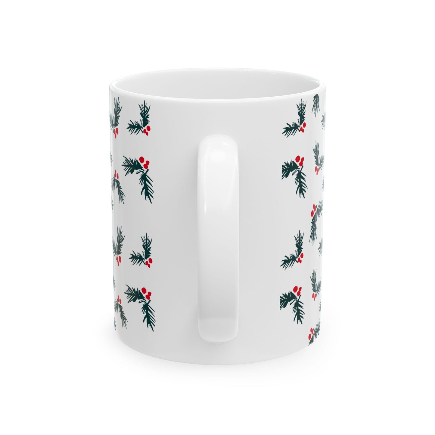 Pattern Christmas Mug Gift For Mom Evergreen Coffee Cup Present For Sister Holly Berry Ceramic Drinkware