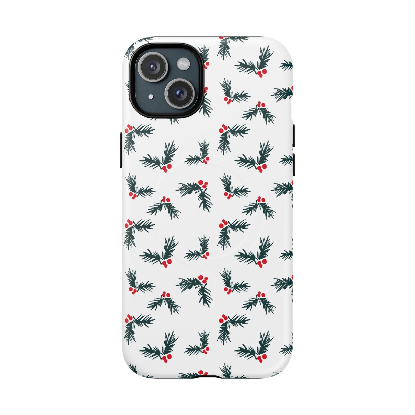 Holly Christmas Phone Case Gift For Sister Magnetic iPhone Cover Holiday Evergreen Pattern Tough Protective Accessory Winter Style Charm