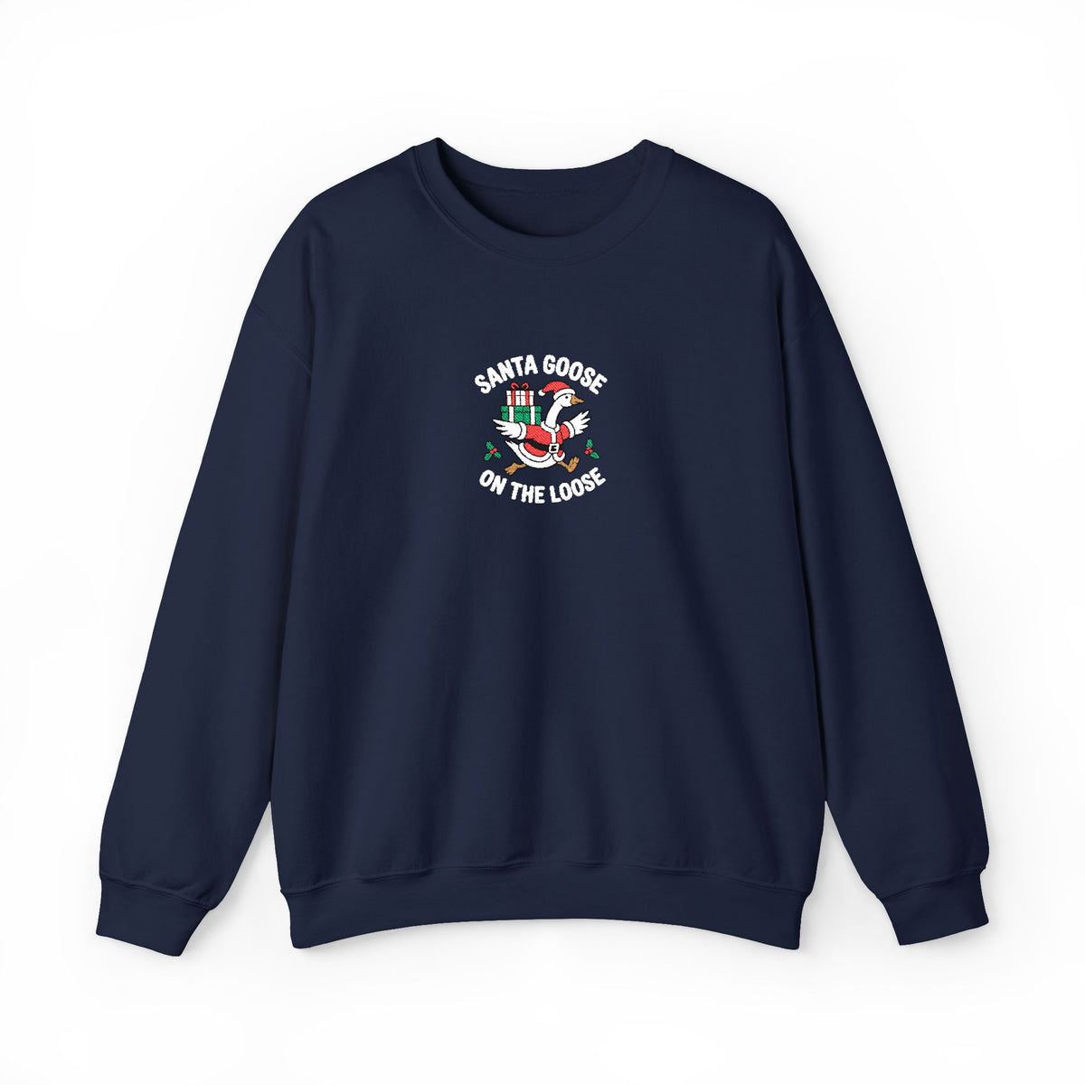 Santa Goose Christmas Sweatshirt Gift For Wife Holiday Crewneck Present For Girlfriend Funny Graphic Pullover Cozy Seasonal Outfit Top Style