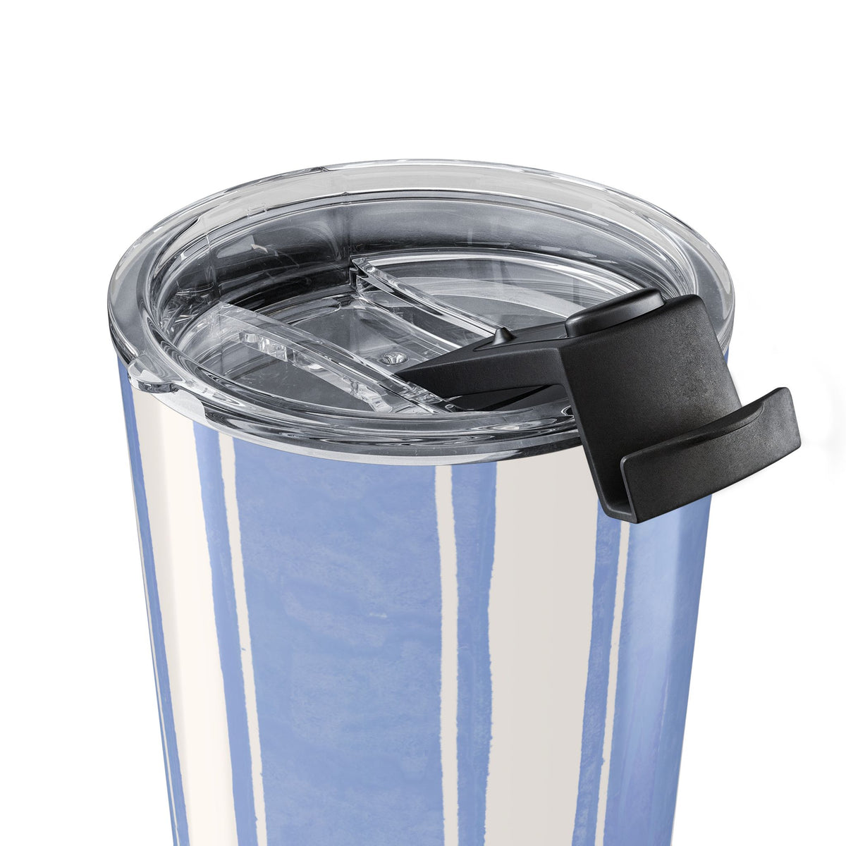 Blue Striped Coastal Tumbler for Beach Lovers Nautical Travel Mug Summer Vacation Gift Ocean Inspired Coffee Cup Gift For Her Birthday