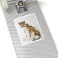 Sitting Leopard Kiss-Cut Stickers | Leopard Illustration Sticker Golden Jaguar Decal African Stickers