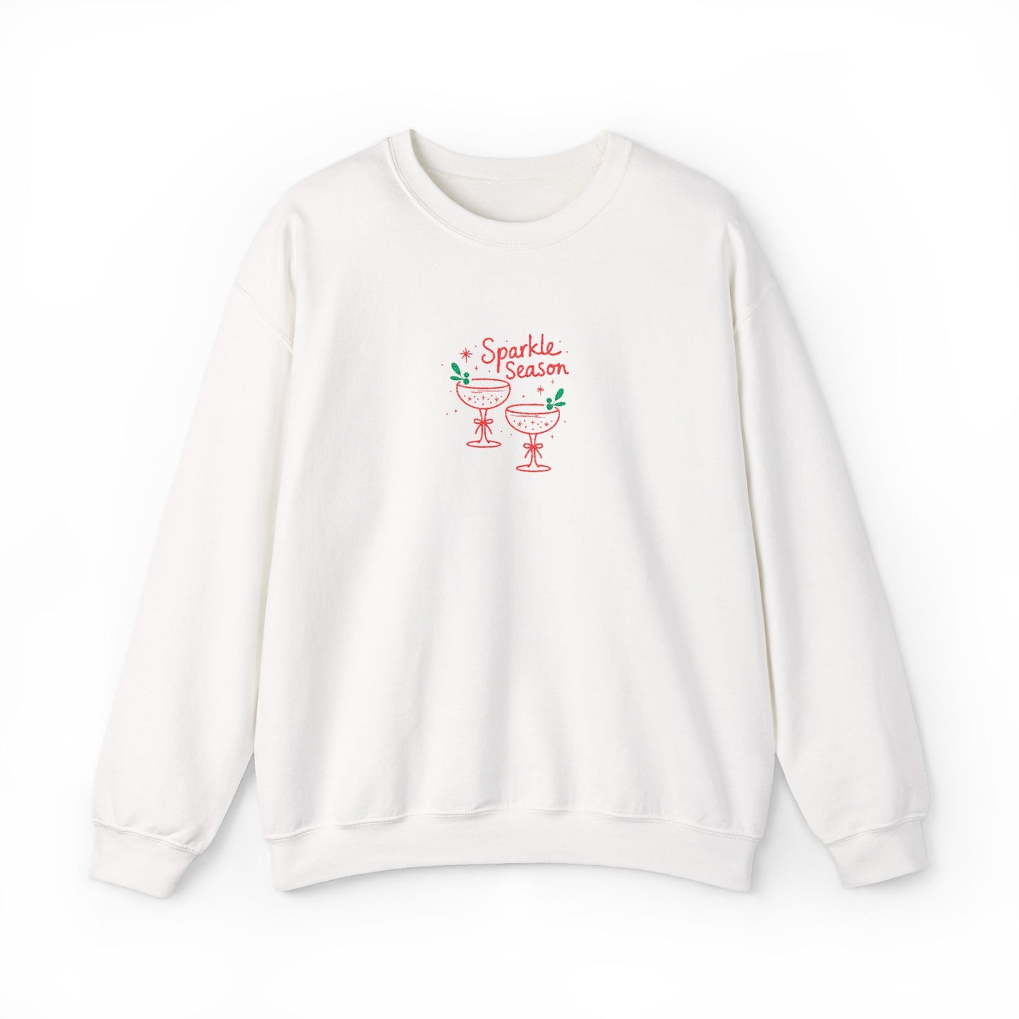 Embroidered Holiday Party Sweatshirt For Her Christmas Cocktail Crewneck Gift For Wife Festive Champagne Pullover For Best Friend New Year