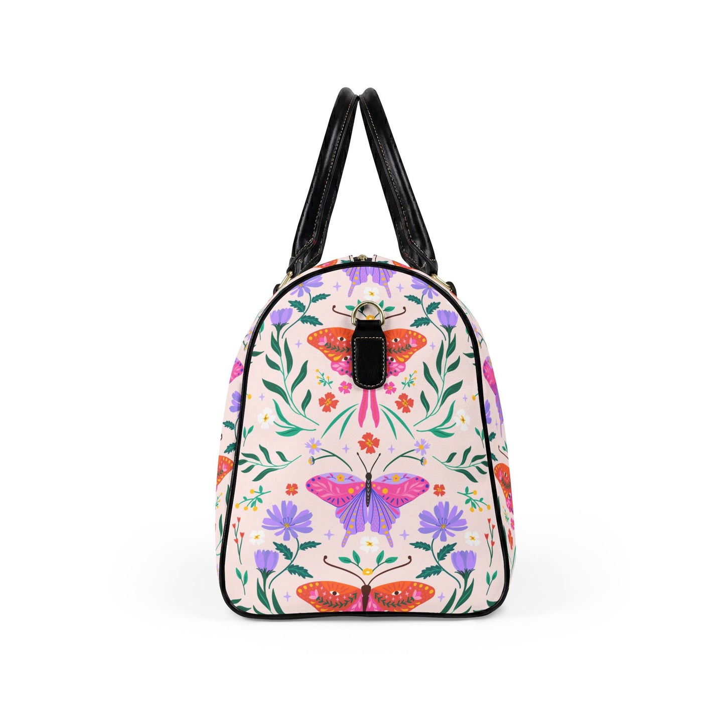 Butterfly Travel Bag Weekend Getaway Gift Floral Duffel Summer Vacation Carryall Overnight Luggage Garden Lover Present Womens Accessory