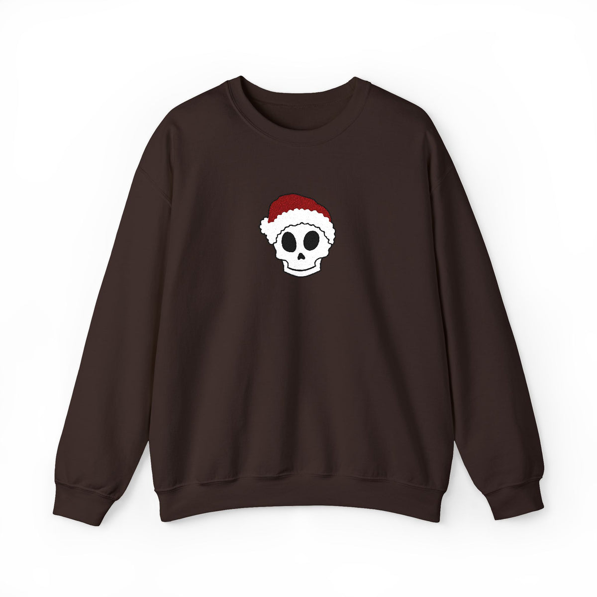 Embroidered Skull Christmas Sweatshirt For Her Goth Holiday Crewneck Gift For Best Friend Alt Winter Pullover For Him Spooky Santa Top Teen