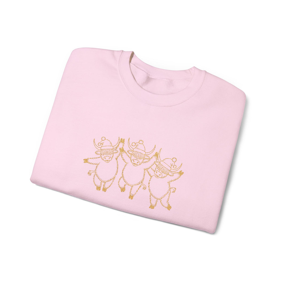 Dancing Highland Cow Christmas Sweatshirt Gift For Girlfriend Holiday Crewneck Present For Aunt Cute Animal Winter Pullover Cozy Top Style
