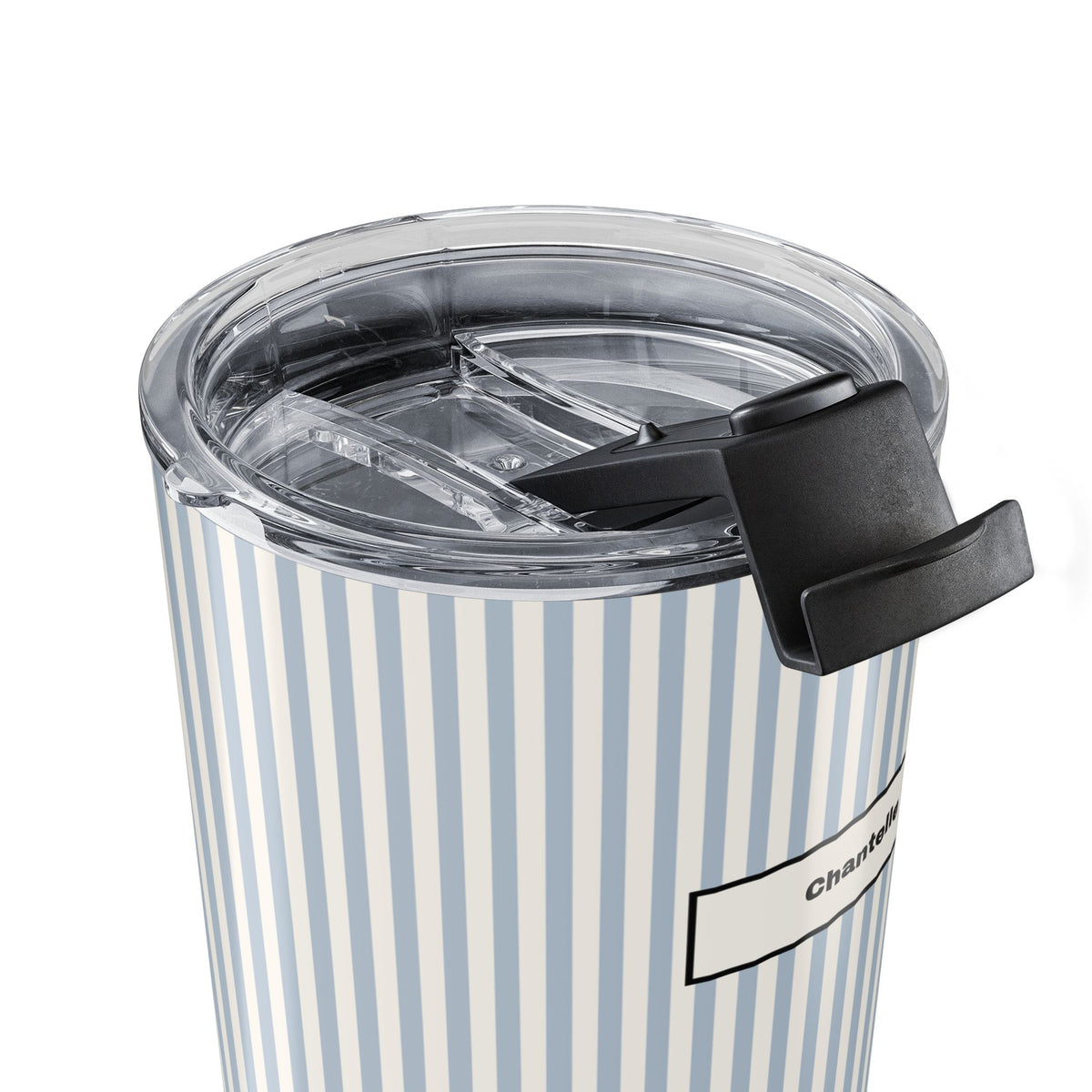 Personalized Tumbler Present For Her Custom Drinkware Friend Mug Blue Stripe Coworker Keepsake Travel Cup Birthday Surprise Chic Accessory