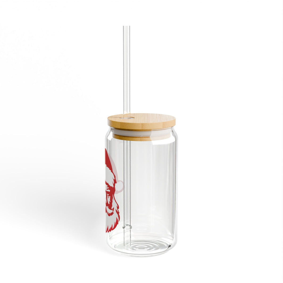 Santa Face Glass Cup Gift For Best Friend Christmas Iced Coffee Tumbler Present For Sister Bamboo Lid Drinkware Cute Winter Daily Style