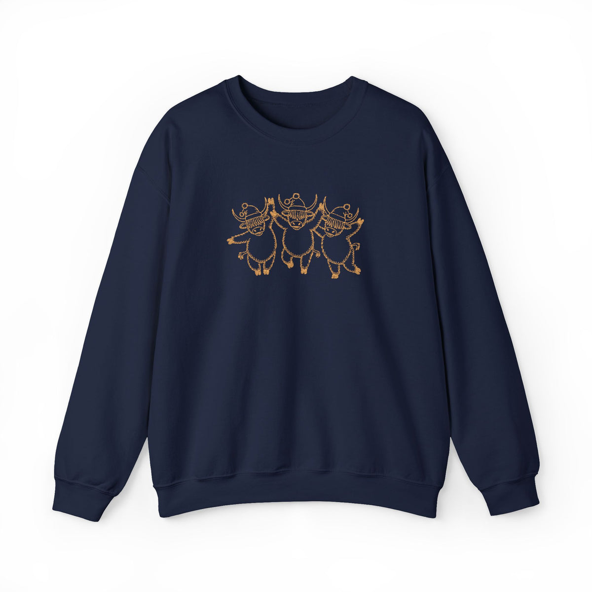 Highland Cow Christmas Sweatshirt Embroidered Holiday Pullover Scotland Christmas Top Cute Winter Crewneck Scottish Cow Gift Festive Apparel