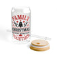 Family Christmas Glass Cup Gift For Mom Holiday Iced Coffee Tumbler Present For Grandma Bamboo Lid Sipper Festive Memory Drinkware Style