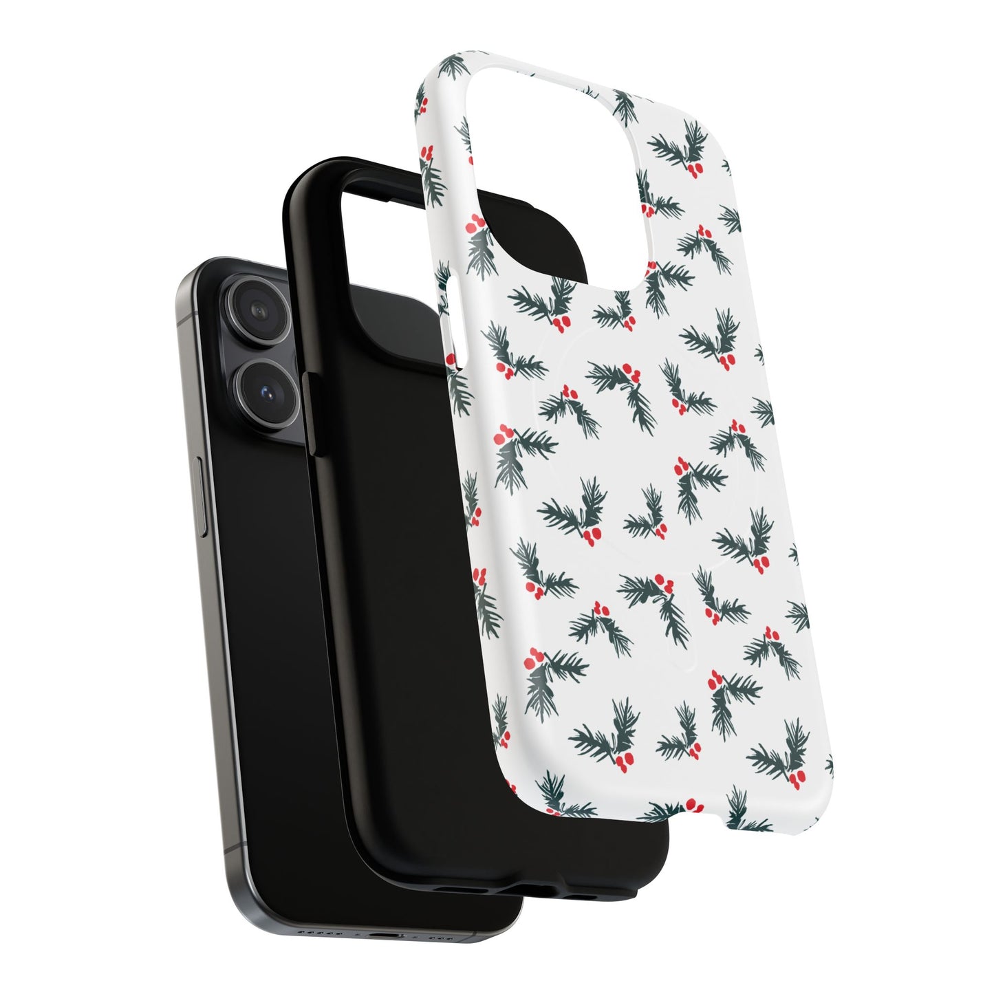 Holly Christmas Phone Case Gift For Sister Magnetic iPhone Cover Holiday Evergreen Pattern Tough Protective Accessory Winter Style Charm
