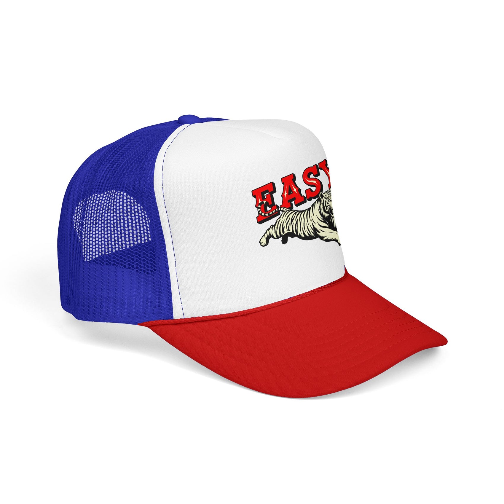 Easy Tiger Trucker Hat For Men White Animal Cap Gift For  Mom Tiger Lover Retro Sport Hat Casual Summer Outfit Cap for Sister