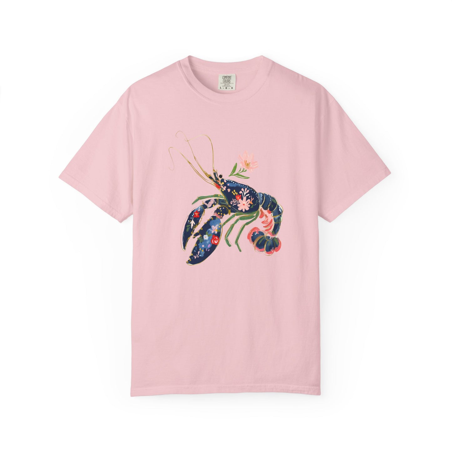 Floral Lobster T Shirt Nautical Sea Life Tee Coastal Gift For Sister Botanical Ocean Graphic Beach Vacation Clothing Everyday Summer Style