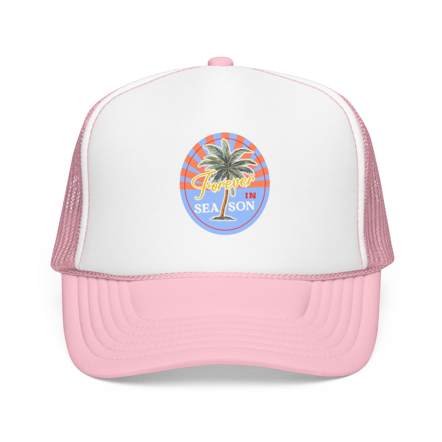 Palm Beach Trucker Hat For Girlfriend Retro Tropical Cap Coastal Vacation Headwear Mesh Snapback For Mom Island Escape Fashion Gift Style