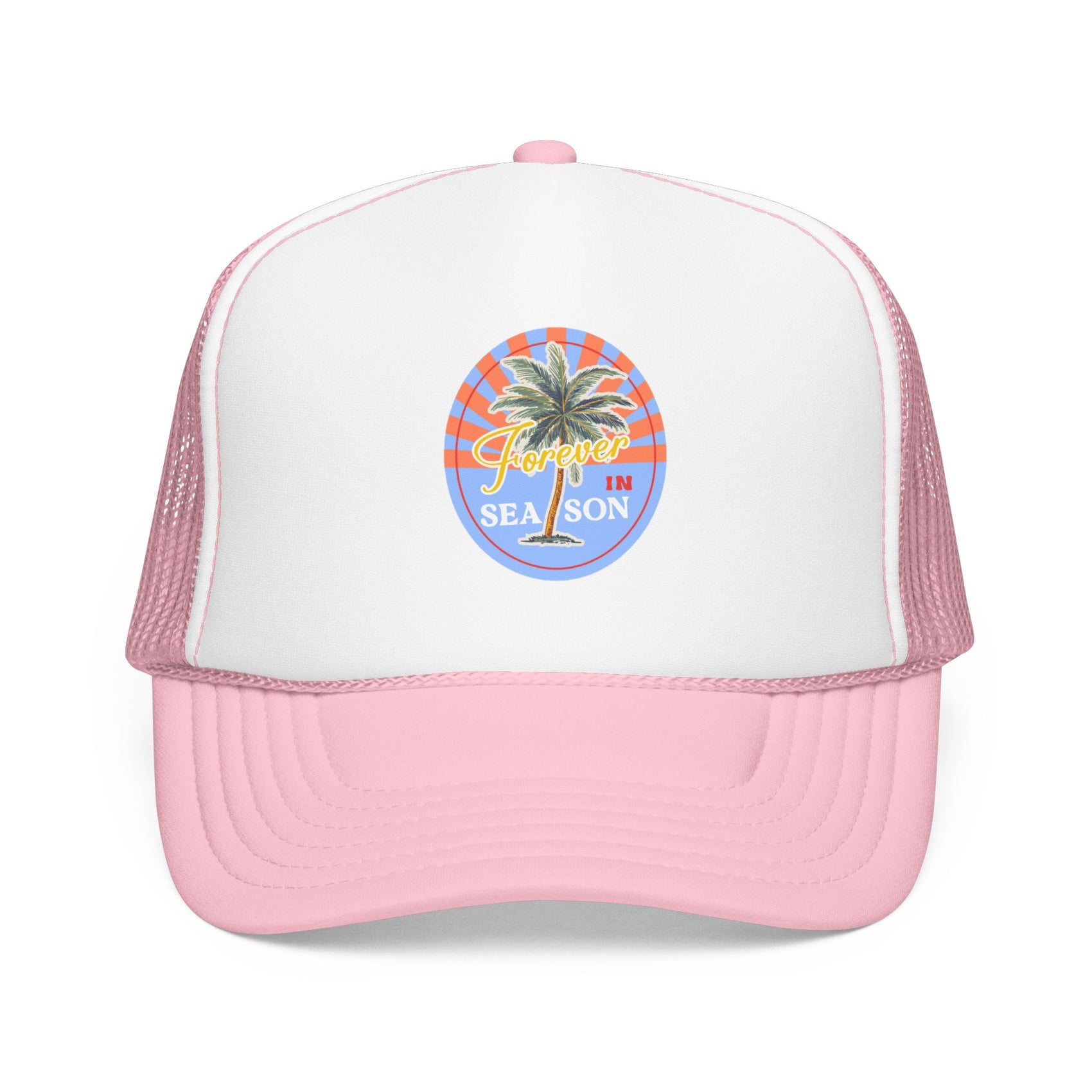 Palm Beach Trucker Hat For Girlfriend Retro Tropical Cap Coastal Vacation Headwear Mesh Snapback For Mom Island Escape Fashion Gift Style