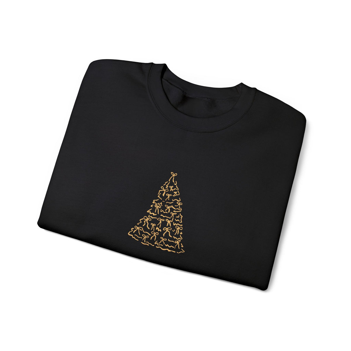 Brown Gold Minimalist Embroidered Christmas Tree Sweatshirt For Women Cozy Holiday Crewneck Elegant Winter Pullover Festive Gift Idea Xmas