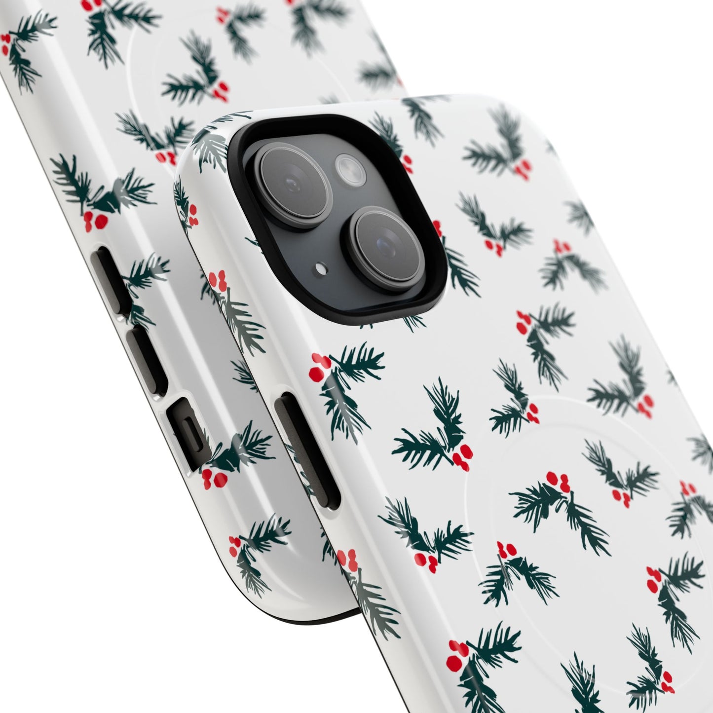 Holly Christmas Phone Case Gift For Sister Magnetic iPhone Cover Holiday Evergreen Pattern Tough Protective Accessory Winter Style Charm