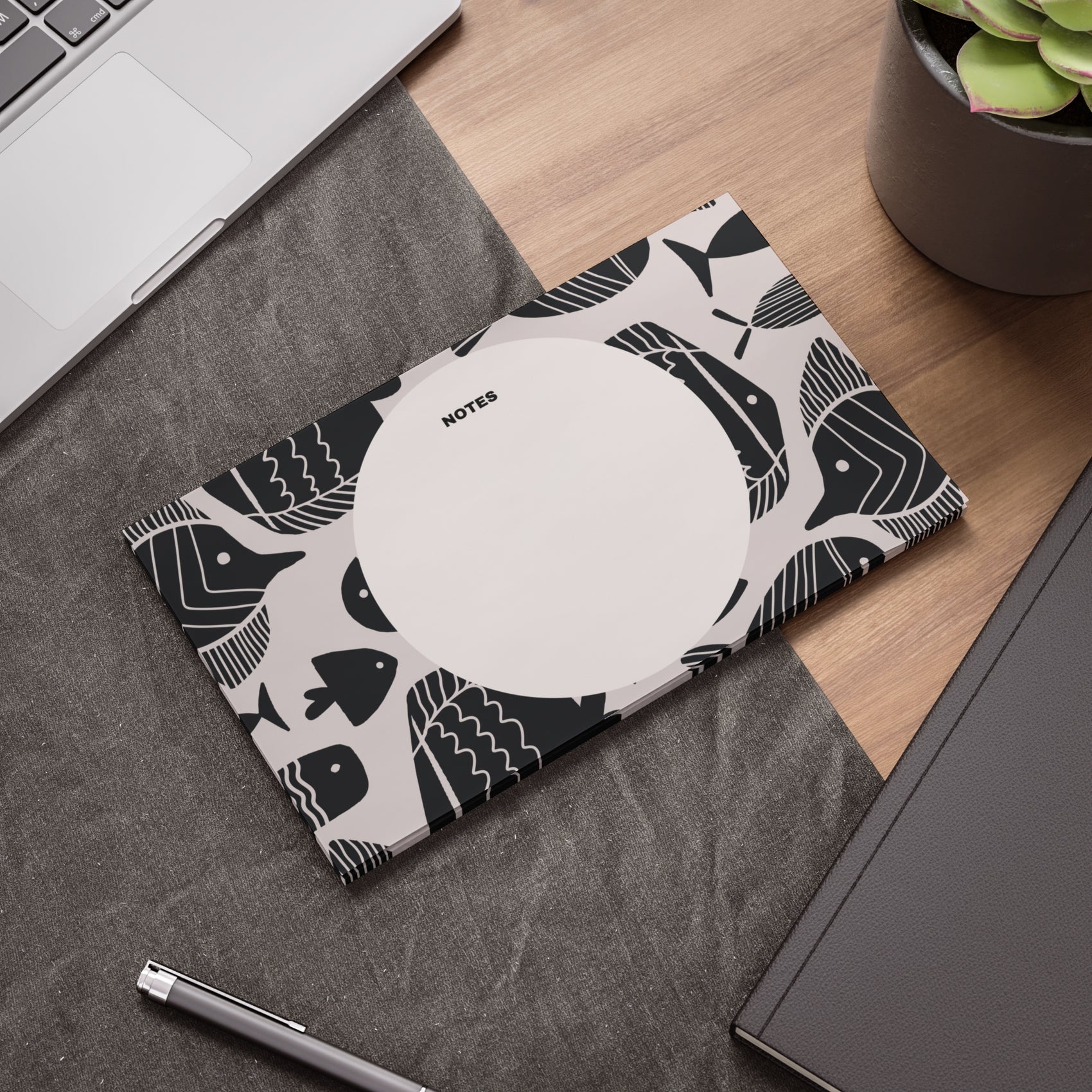 Fish Themed Post-it Note Pads Black Cute Desk Accessories Modern Office Organization Black Reminder Notes Gifts for Students Teachers Gifts