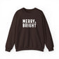 Merry Bright Christmas Sweatshirt Gift For Mom Holiday Crewneck Present For Sister Festive Typography Pullover Cozy Winter Outfit Top Style